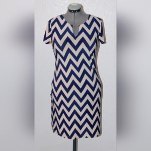 Tacera Beige & Navy Blue Dress